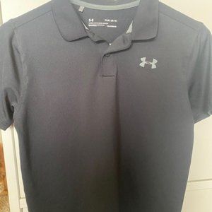 Boy's Youth Large Under Aurmor Black Golf Shirt - Polo